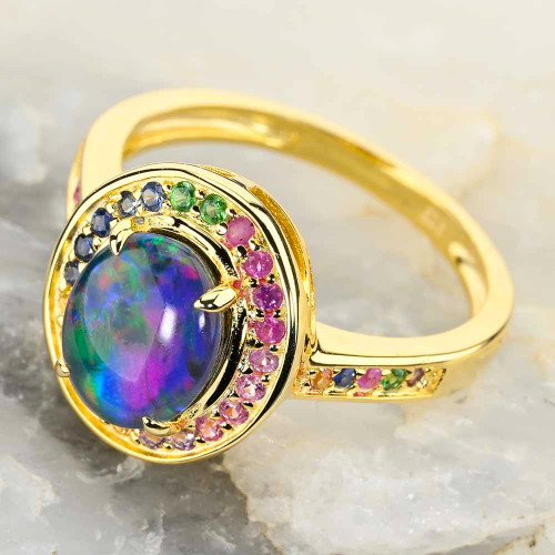 SKY FALL 18kt GOLD PLATED AUSTRALIAN OPAL RING